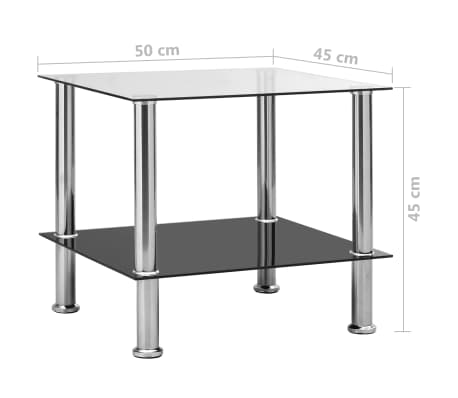 vidaXL Mesa auxiliar de vidrio templado transparente 45x50x45 cm
