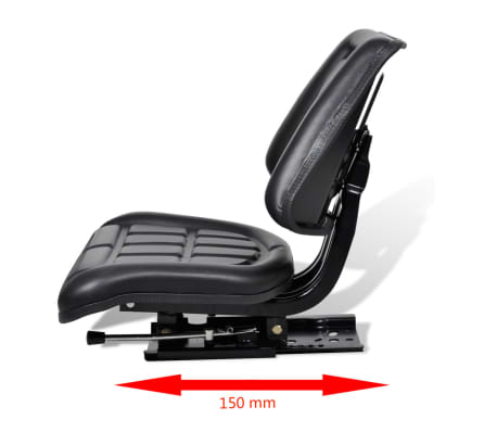 vidaXL Asiento de tractor con respaldo negro