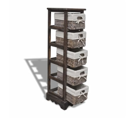 vidaXL Estantería con 5 cestas tejidas madera marrón
