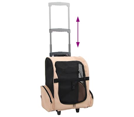 vidaXL Chariot polyvalent pliable pour animaux de compagnie beige