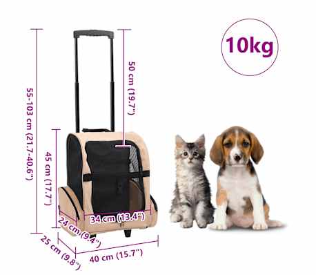 vidaXL Chariot polyvalent pliable pour animaux de compagnie beige