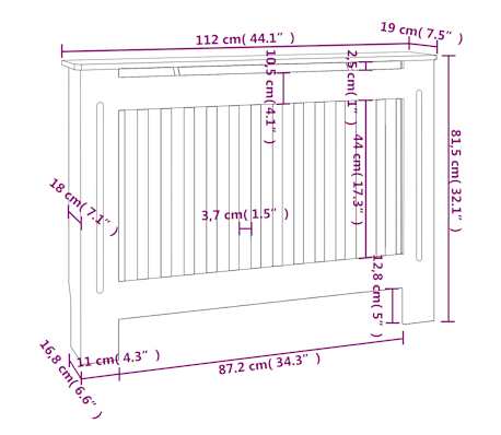 vidaXL Mueble cubierta para radiador MDF 112 cm