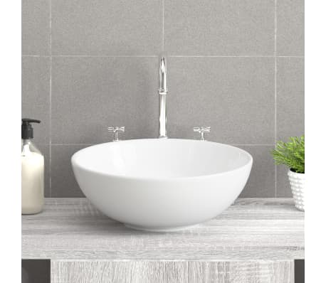 vidaXL Évier rond en céramique Diam. 280 millimètres