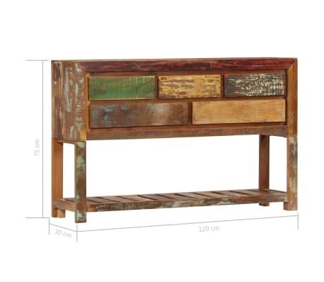 vidaXL Aparador madera maciza reciclada 120x30x75 cm