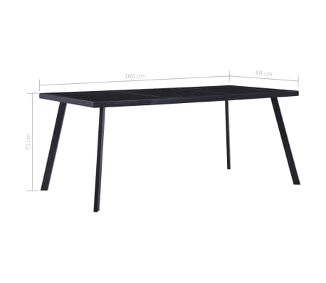 vidaXL Table à manger Noir 160x80x75 cm Verre trempé