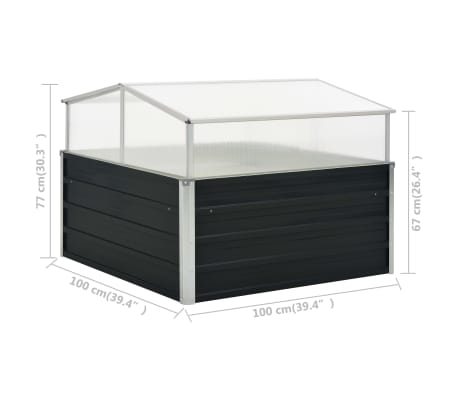 vidaXL Invernadero de acero galvanizado gris antracita 100x100x77 cm