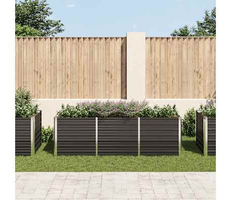 vidaXL Arriate de acero galvanizado gris antracita 240x80x77 cm