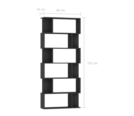 vidaXL Estantería/divisor madera contrachapada negro 80x24x192 cm