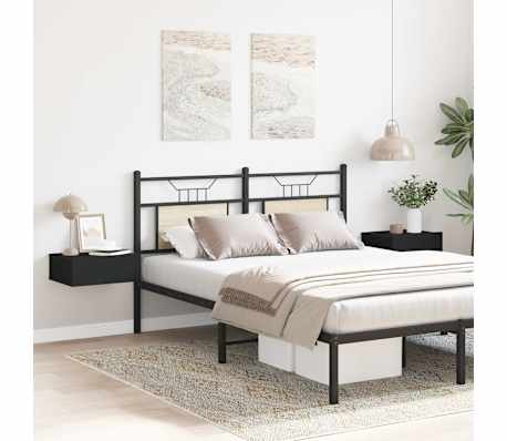 vidaXL Mesitas de noche flotantes 2 uds contrachapada negro 40x30x15cm