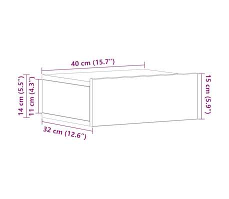 vidaXL Mesitas de noche flotantes 2 uds contrachapada negro 40x30x15cm