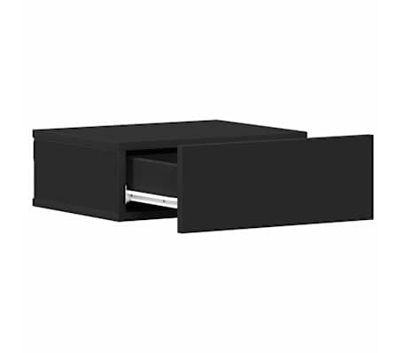 vidaXL Mesitas de noche flotantes 2 uds contrachapada negro 40x30x15cm