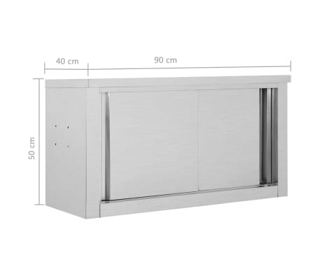 vidaXL Armario pared de cocina puertas correderas acero 90x40x50 cm
