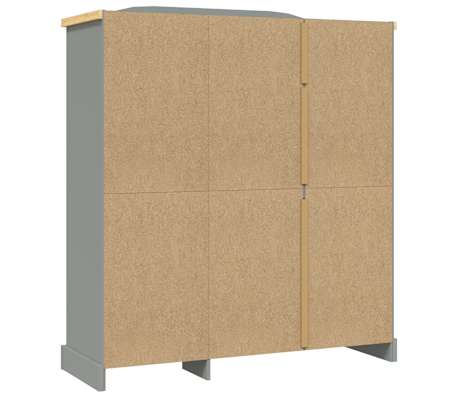 vidaXL Armario madera de pino Mexicano estilo Corona gris 3 puertas