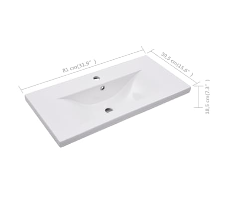 vidaXL Lavabo encastré 81 x 39,5 x 18,5 cm Céramique Blanc
