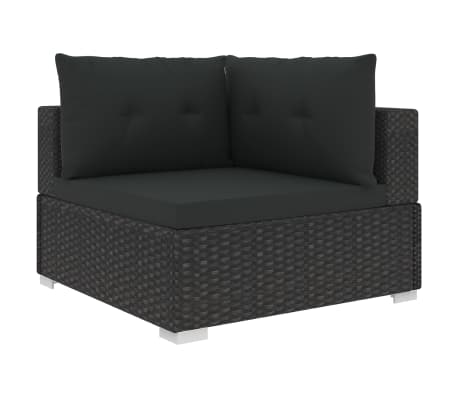 vidaXL Salon de jardin 6 pcs avec coussins Résine tressée Noir