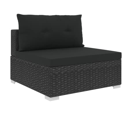 vidaXL Salon de jardin 6 pcs avec coussins Résine tressée Noir