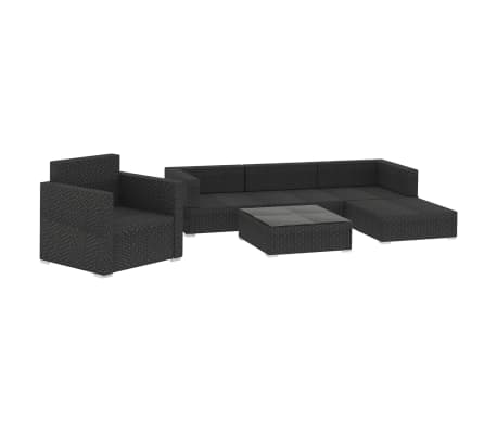 vidaXL Salon de jardin 6 pcs avec coussins Résine tressée Noir
