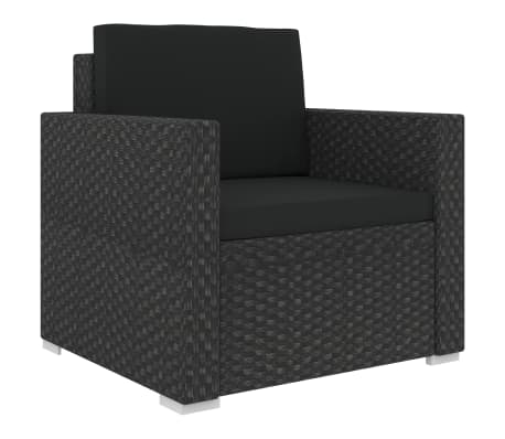 vidaXL Salon de jardin 6 pcs avec coussins Résine tressée Noir