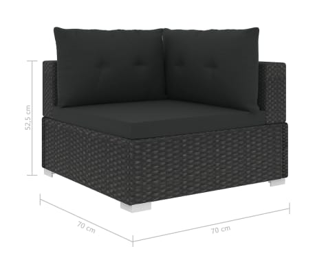 vidaXL Salon de jardin 6 pcs avec coussins Résine tressée Noir
