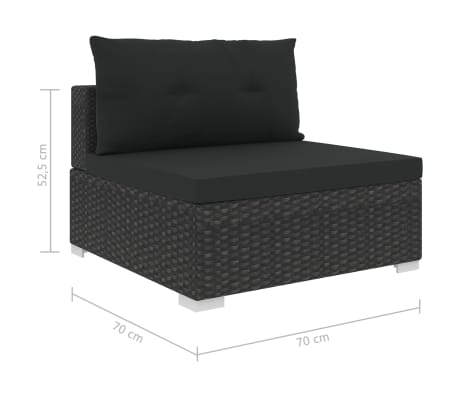vidaXL Salon de jardin 6 pcs avec coussins Résine tressée Noir