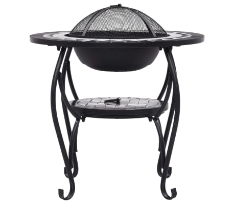 vidaXl Brasero de mosaico cerámica negro y blanco 68 cm