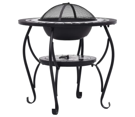 vidaXl Brasero de mosaico cerámica negro y blanco 68 cm