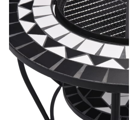vidaXl Brasero de mosaico cerámica negro y blanco 68 cm