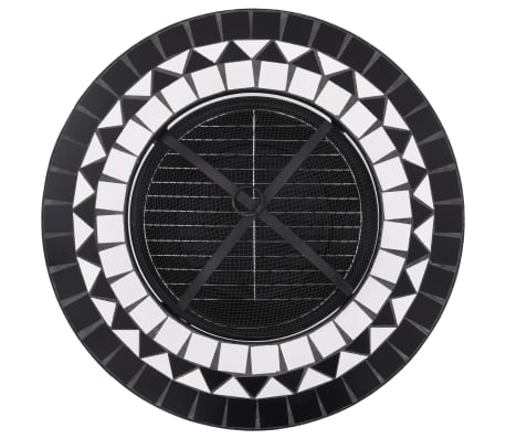 vidaXl Brasero de mosaico cerámica negro y blanco 68 cm