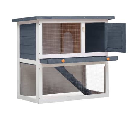 vidaXL Jaula conejera con 1 puerta madera gris