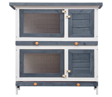 vidaXL Jaula conejera con 4 puertas madera gris