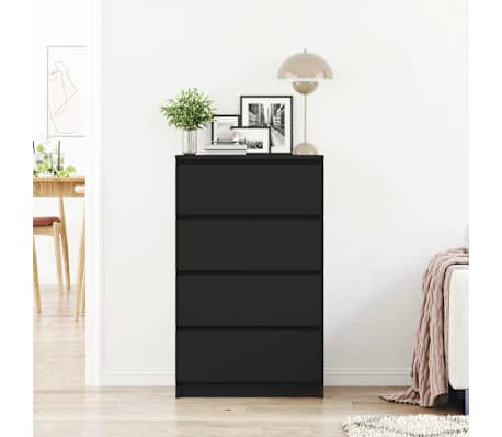 vidaXL Aparador de madera contrachapada negro 60x35x98,5 cm