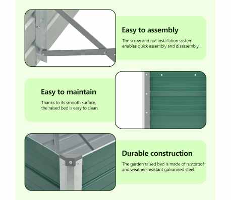 vidaXL Jardinera elevada de acero galvanizado verde 160x80x77cm