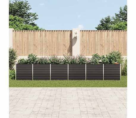 vidaXL Arriate de jardín de acero galvanizado antracita 480x80x77 cm