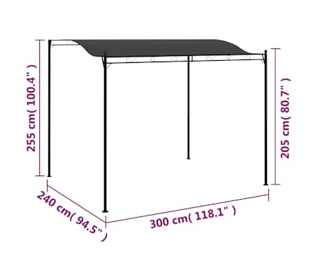 vidaXL Toldo parasol gris antracita 3x2,4 cm