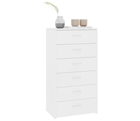 vidaXL Aparador con 6 cajones madera contrachapada blanco 50x34x96 cm