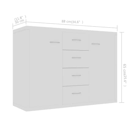 vidaXL Aparador de madera contrachapada blanco 88x30x65 cm