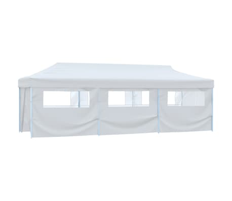 vidaXL Tente de réception escamotable avec 8 parois 3 x 9 m Blanc