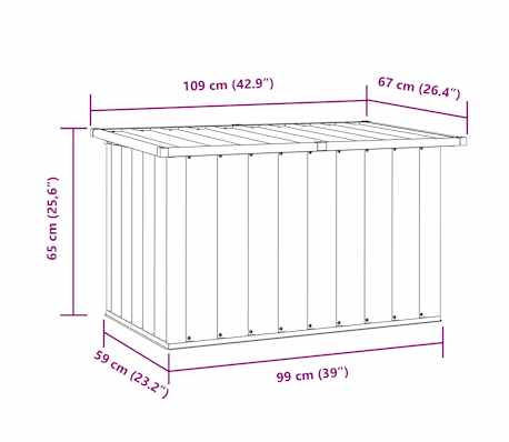 vidaXL Boîte de rangement de jardin Gris 109x67x65 cm