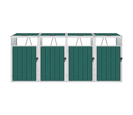 vidaXL Abri de poubelle quadruple Acier Vert 286x81x121 cm