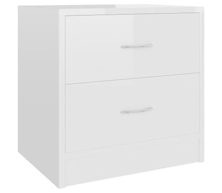 vidaXL Mesitas de noche 2 uds contrachapada blanco brillo 40x30x40 cm