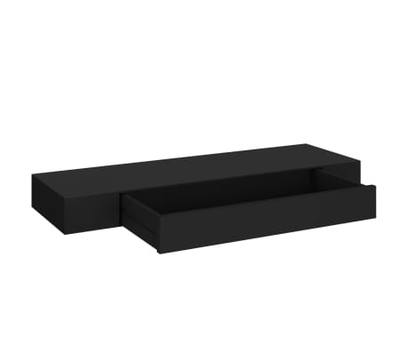 vidaXL Estante flotante de pared con cajón negro 80x25x8 cm