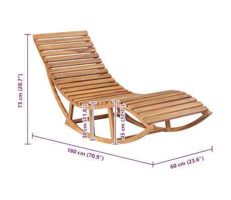 vidaXL Tumbona mecedora de madera de teca maciza