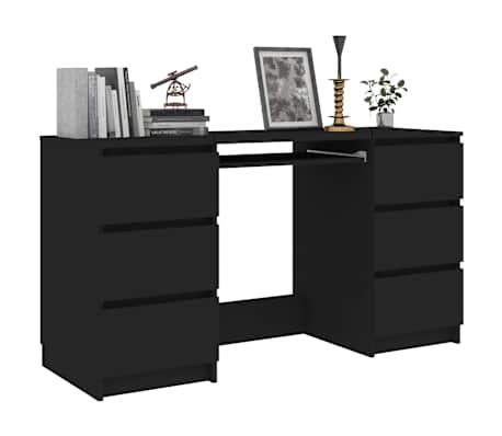 vidaXL Escritorio de madera contrachapada negro 140x50x77 cm