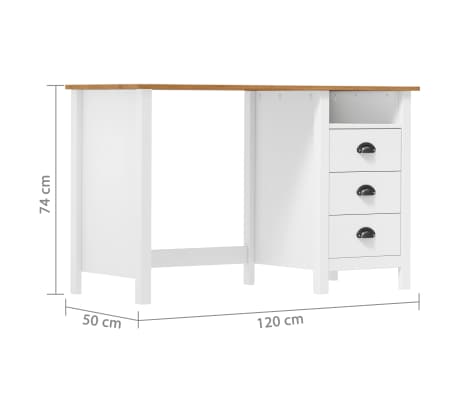 vidaXL Escritorio Hill con 3 cajones madera de pino 120x50x74 cm