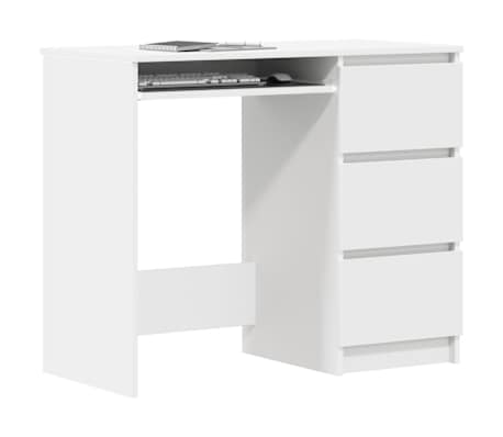 vidaXL Escritorio de madera contrachapada blanco 90x45x76 cm