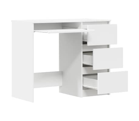 vidaXL Escritorio de madera contrachapada blanco 90x45x76 cm