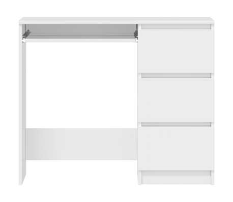 vidaXL Escritorio de madera contrachapada blanco brillo 90x45x76 cm