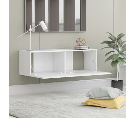 vidaXL Mueble para TV pared madera contrachapada blanco 100x30x30 cm
