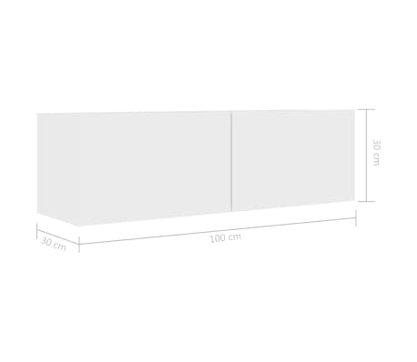 vidaXL Mueble para TV pared madera contrachapada blanco 100x30x30 cm