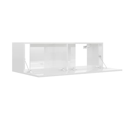 vidaXL Mueble TV madera contrachapada blanco brillante 100x30x30 cm